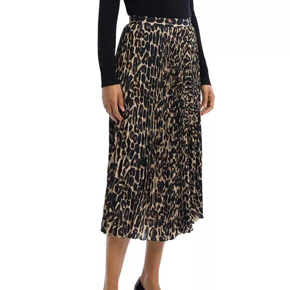 Theory Leopard Pleated Midi Skirt - Picture 4 of 7